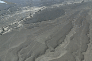 An image of the Nazca lines from above on a plane at 3000 feet