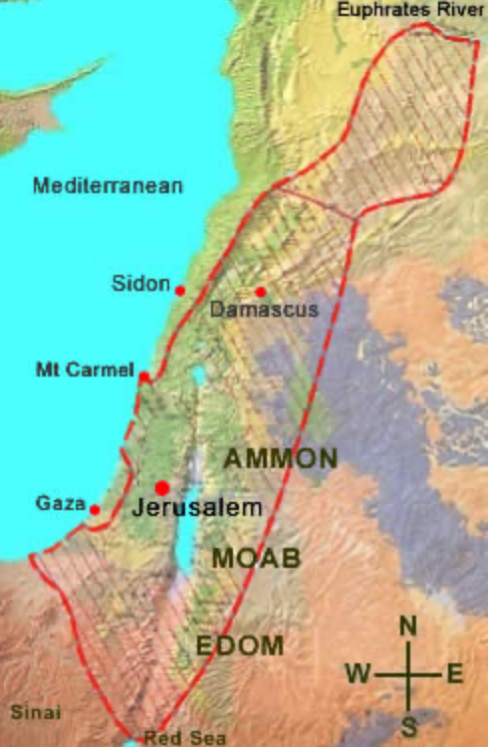 A map of the Promised Land which God had bestowed to the Jews.