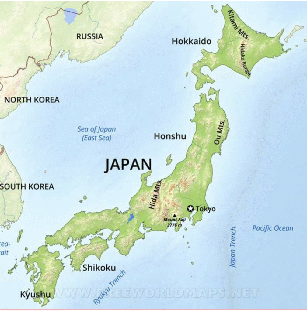 Image of a map of Japan