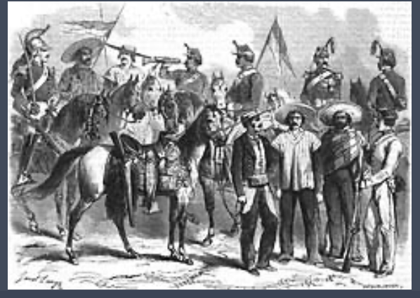 An image of the arrival of French soldiers in Mexico