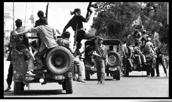 An image of Khmer Rouge ravaging the country of Cambodia.