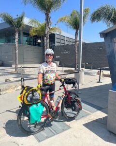 Mark Clark at the Mexico Boarder at the end of a Boarder to Boarder bike trip.