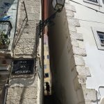 Earthquake tilted buildings